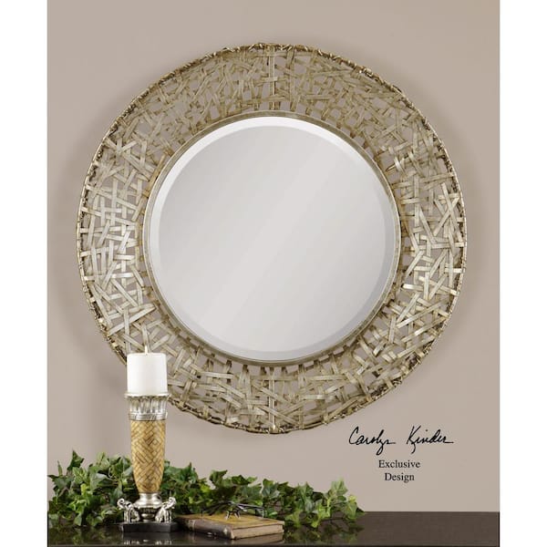 Global Direct 32 in. x 32 in. Champagne Round Framed Mirror