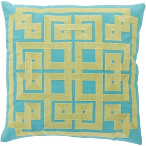 Chieti Turquoise Lime Geometric Polyester 20 in. x 20 in. Throw Pillow