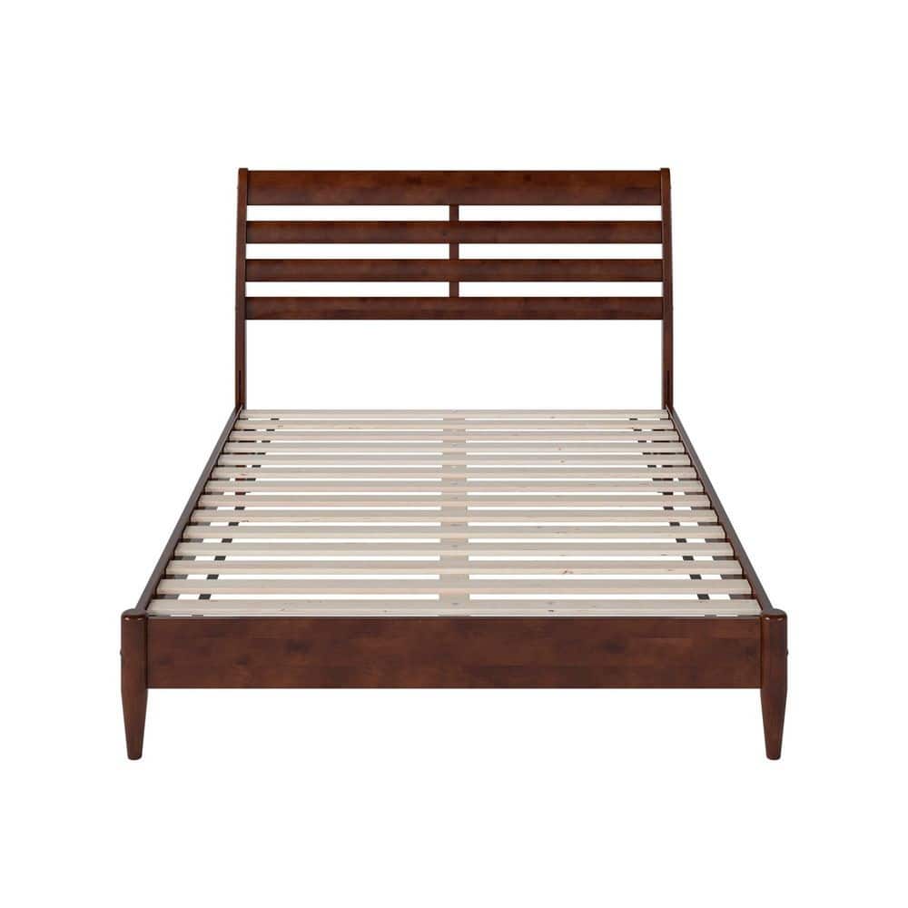 Savannah Walnut Full Solid Wood Low Profile Platform Bed