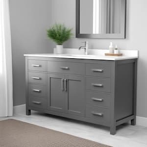 Beckett 60 in. W x 22 in. D Single Bath Vanity in Dark Gray with Cultured Marble Vanity Top in White with White Basin