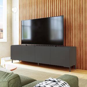 Bogardus Black Mid-Century Modern TV Stand Fits TVs up to 65 in. with 4-Shelves