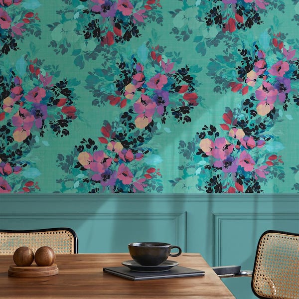 Botanic Teal Peel and Stick Wallpaper
