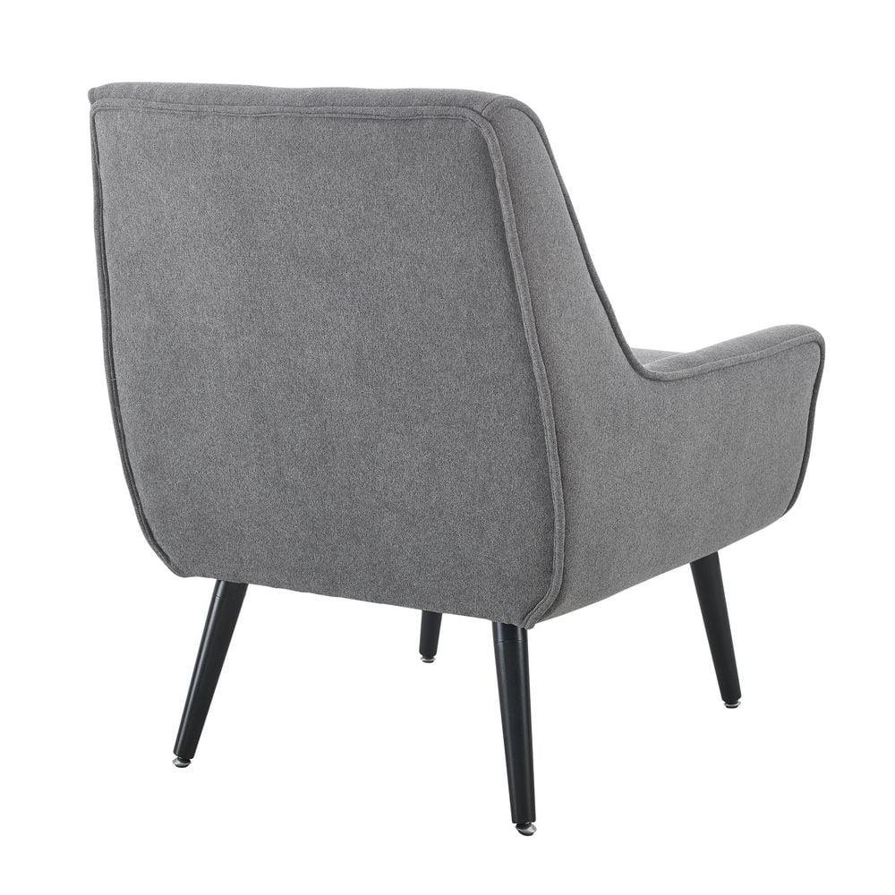 Gray Microfiber Accent Chair with Wood Legs