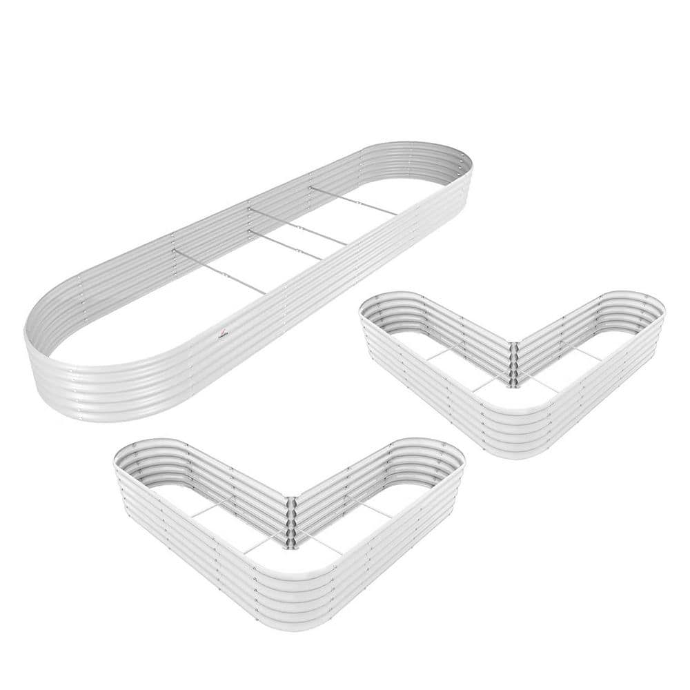 81 in. 3-Pack White Metal Galvanized Raised Garden Beds Outdoor for Planting Vegetables Flowers Herb price history on PriceWatchPro