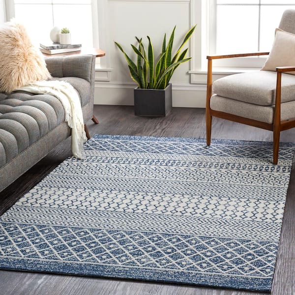 Shiloh Blue 7 ft. 10 in. x 10 ft. 2 in. Moroccan Machine-Washable Area Rug