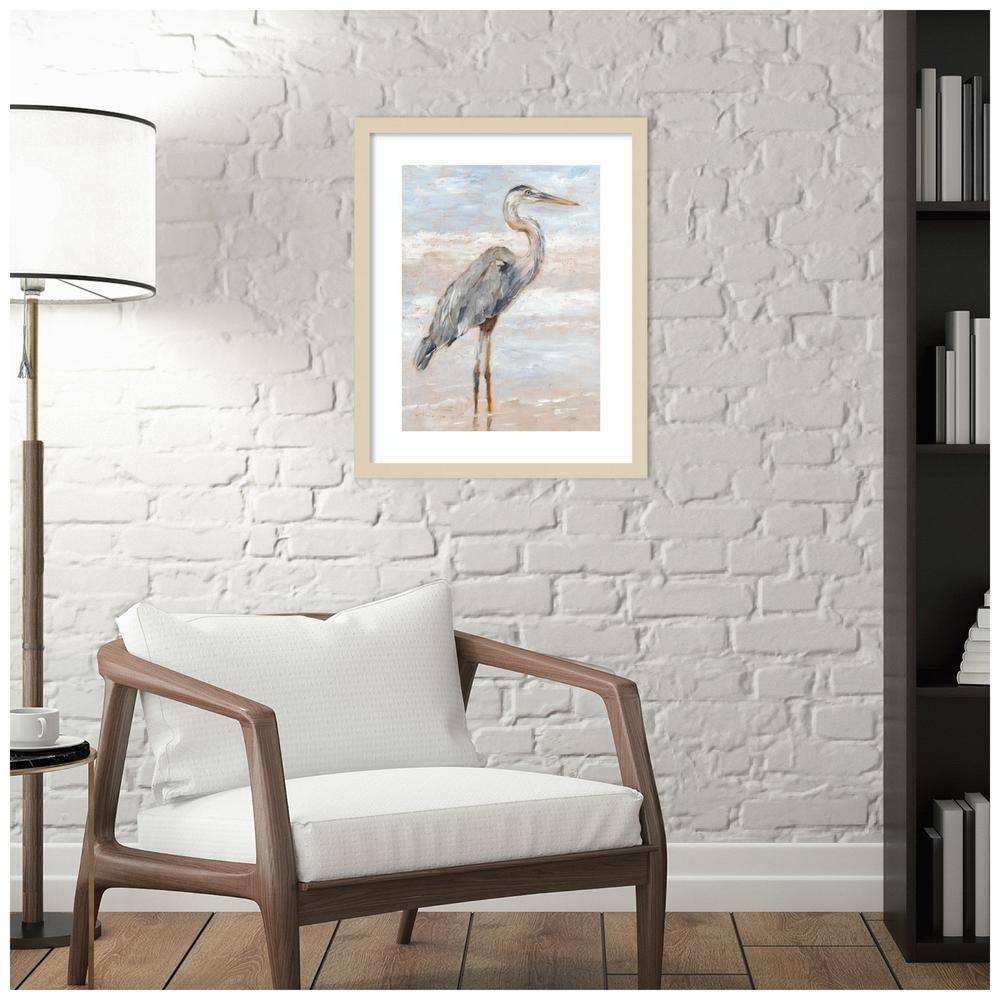 Beach Heron I Framed Giclee Print in Svelte Natural