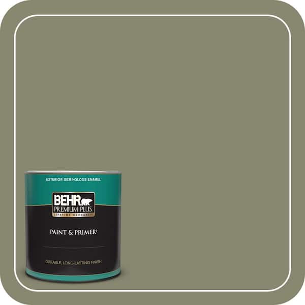 BEHR PREMIUM PLUS 1 qt. #400F-6 Grasshopper Wing Semi-Gloss Enamel Exterior Paint & Primer