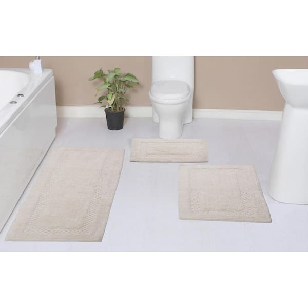 HOME WEAVERS INC Classy Bathmat Off-White Cotton 3-Piece Bath Rug Set  BCL3PC172121NA - The Home Depot