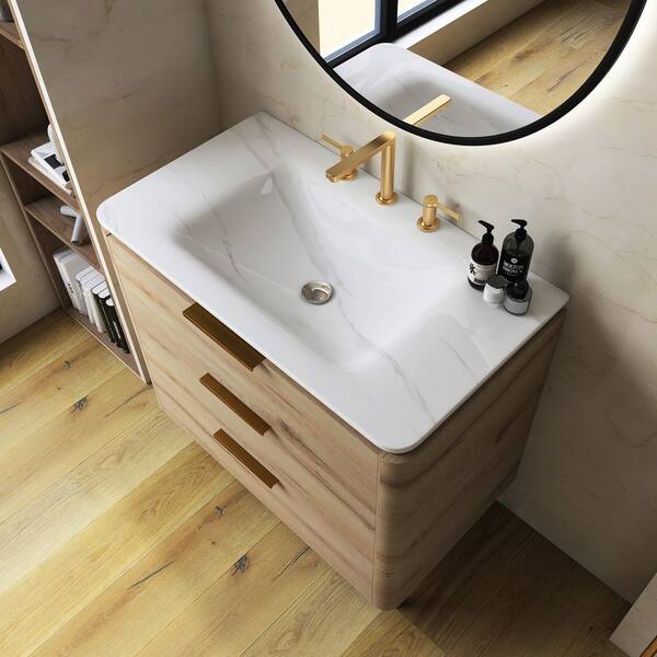Yingze 36 in. Freestanding Single Sink White Oak Bath Vanity with