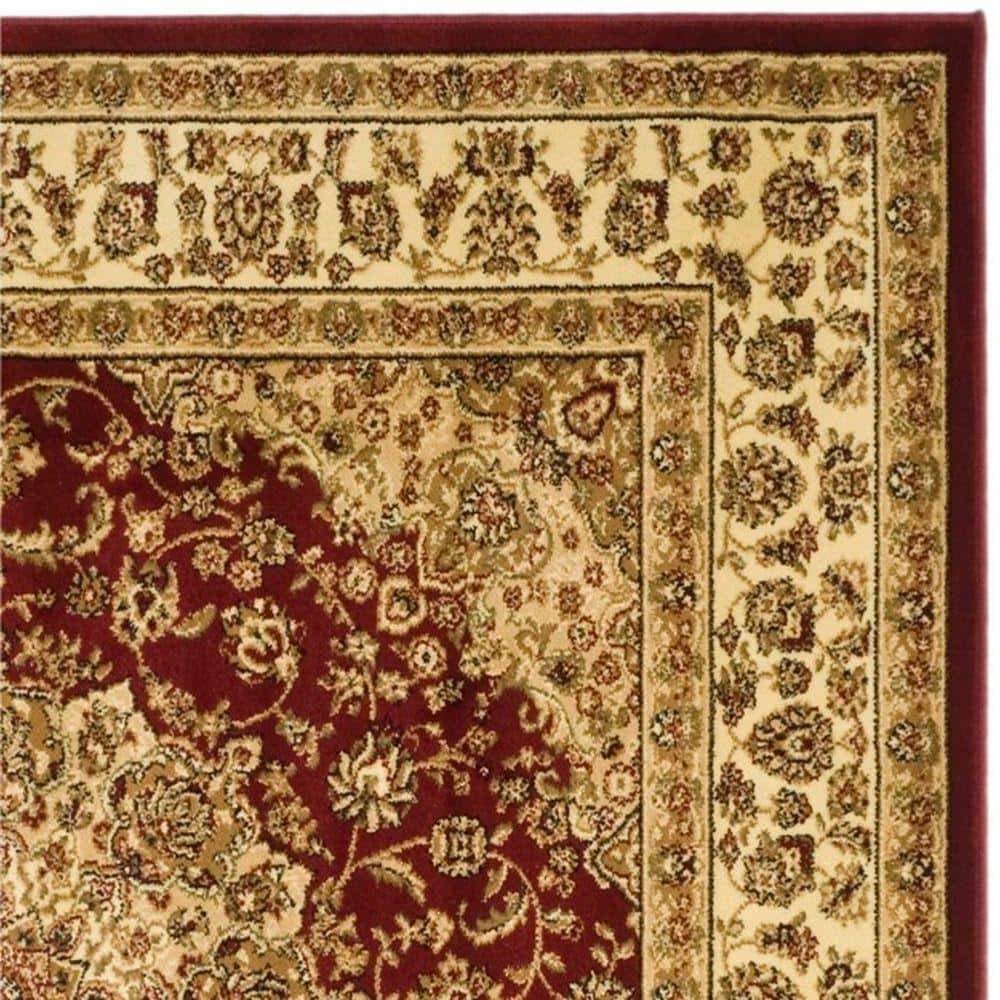 Red and Ivory Safavid Style Floral 4' x 6' Area Rug