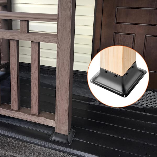 4 x 4 Post Base, Internal 3.6 x 3.6 in., Heavy Duty Powder-Coated Steel Post Bracket, Fits Standard Wood Post Anchor