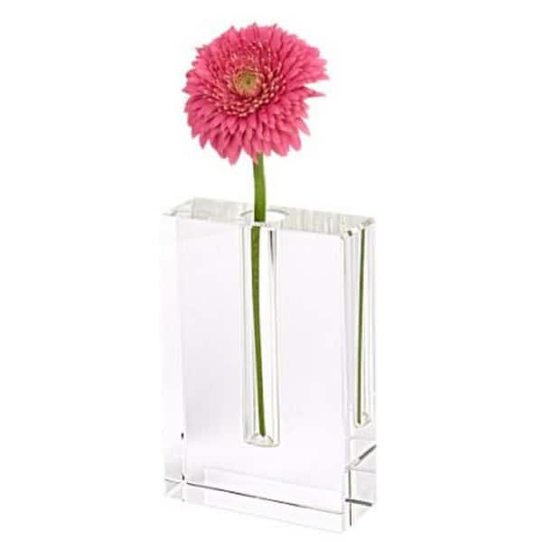 HomeRoots 6 in. Clear Crystal Square Decorative Vase