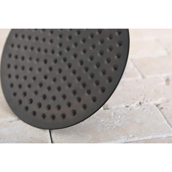 1-Spray 7.8 in. Single Wall Mount Fixed Rain Shower Head in Oil Rubbed Bronze