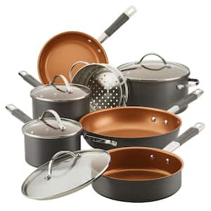 11-Piece Gray Glide Pro Hard-Anodized Nonstick Cookware Set