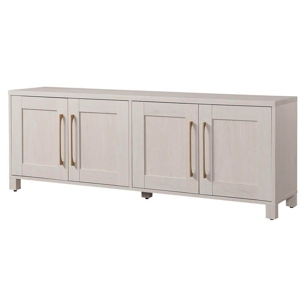 Alder White Rectangular TV Stand with Cabinets