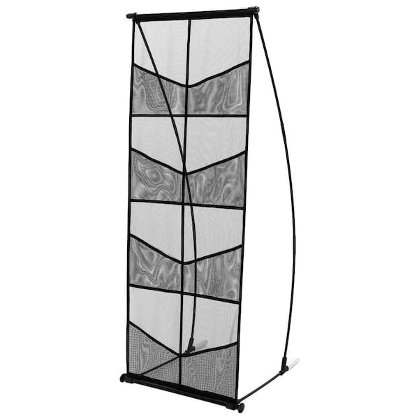 Brochure Display Stand, Black 52.76 in H x 20.87 in. W, 4Tier 8 Pockets Mesh Literature Display, Freestanding Metal