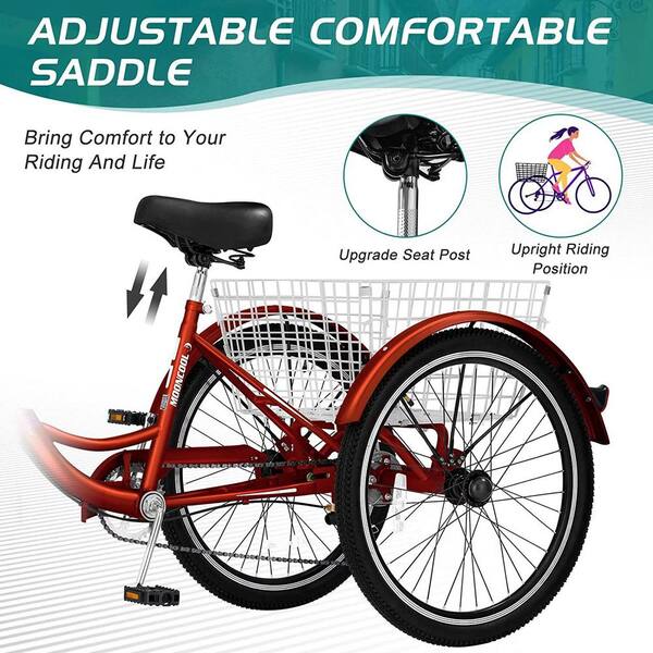 Vélo à trois roues, tricycle adulte, tricycle adulte de 20 pouces, vélo de croisière avec panier, tricycle pour personnes âgées avec panier, peut être retiré et relivré (changement de ve Vélo à trois roues, tricycle adulte, tricycle adulte de 20 pouces, vélo de croisière avec panier, tricycle pour personnes âgées avec panier, peut être retiré et relivré (changement de ve
