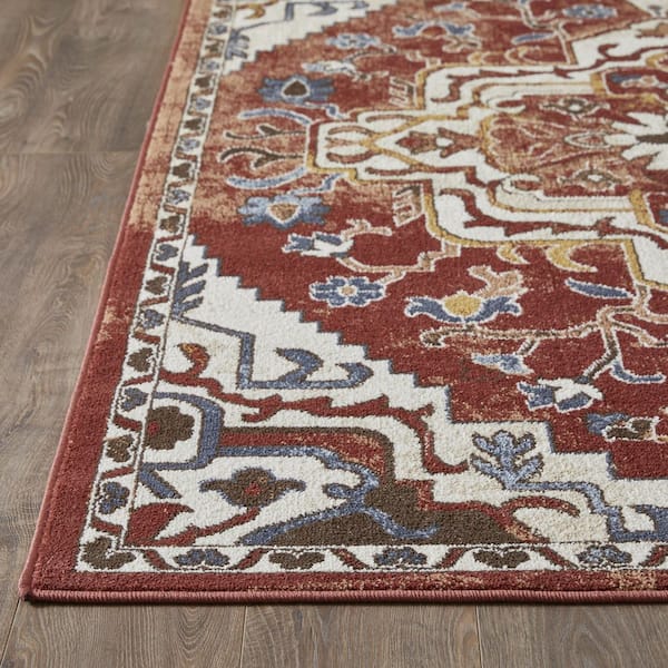 Alsbrooke Zailorn Orange 4 ft. x 6 ft. Oriental Polypropylene Area Rug