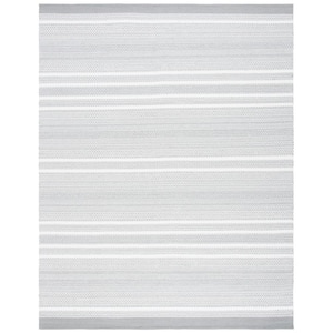 Kilim Grey/Beige 8 ft. x 10 ft. Striped Trellis Solid Color Area Rug