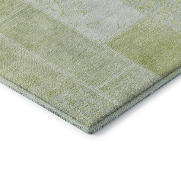 Mayfield Premium Machine Washable Indoor/Outdoor Geometric AMF631 Aloe 10 ft. x 14 ft. Area Rug