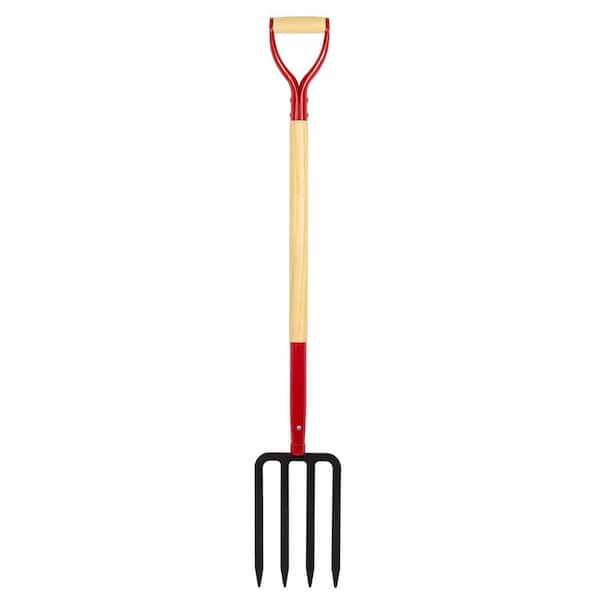 45 in. Heavy Duty Garden Fork for Digging, 4 Tines Pitch Fork for Gardening Compost, Garden Pitch Fork with Wood Handle
