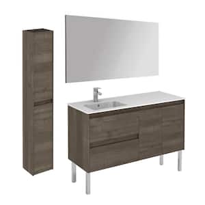 Ambra 120LF 47.5 in. W x 18.1 in. D x 22.3 in. H Bathroom Vanity Unit with Mirror and Column in Samara Ash