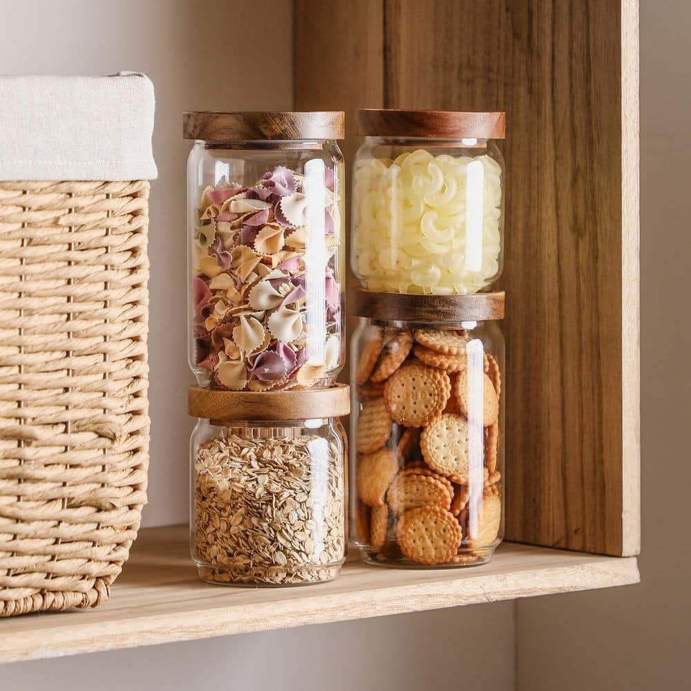 3-Piece High Borosilicate Glass Storage Jar Set with Acacia Wood Lids Airtight Kitchen Food Canisters Organizer price history on PriceWatchPro
