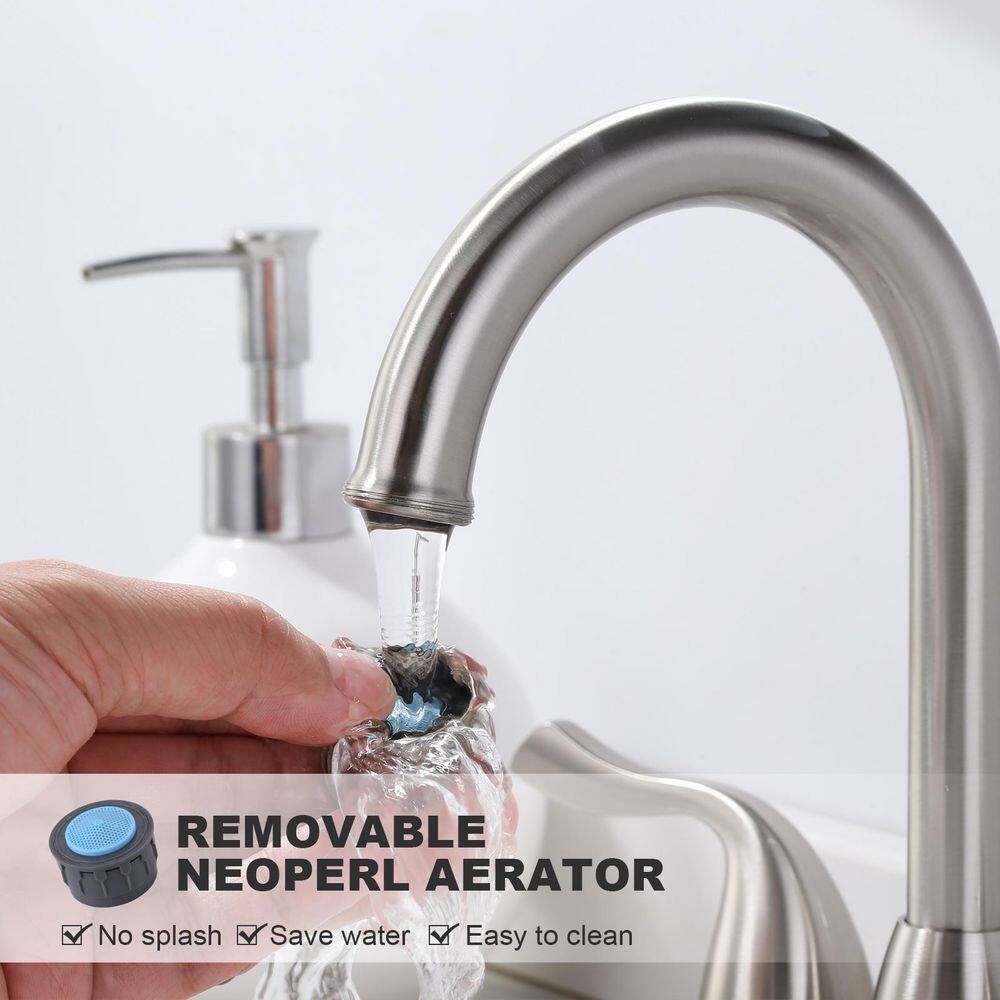 Brushed Nickel Double Handle High Arc Bathroom Faucet