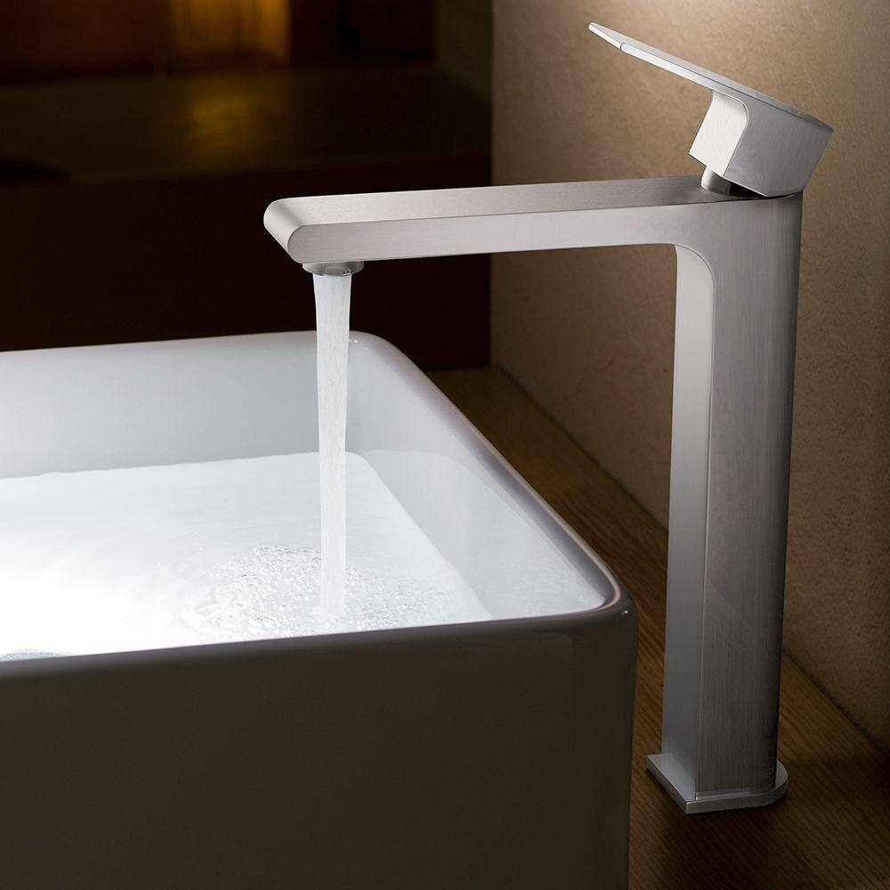 Brushed Nickel Single Hole Vessel Bathroom Faucet