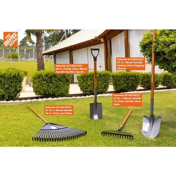 47 in. L Wood Handle 24 in. Poly Leaf Rake
