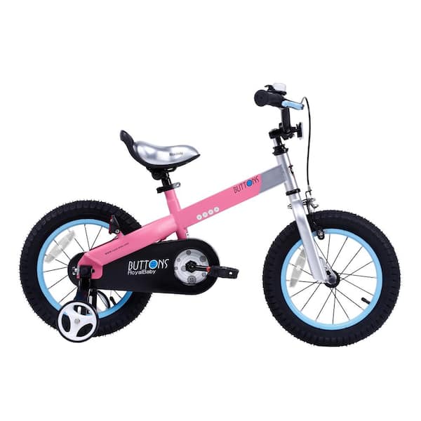 Royalbaby 16 in. Wheels Matte Buttons Kid's Bike, Boy's Bikes and Girl's Bikes with Training Wheels in Matte Pink