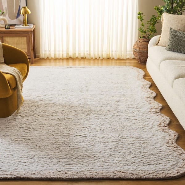 Vermont 10 ft. x 14 ft. Ivory Solid Color Border Area Rug
