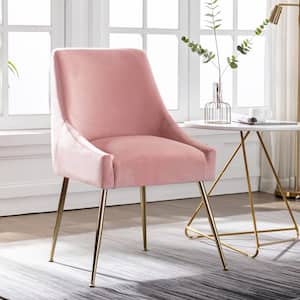 Trinity Pink Upholstered Velvet Accent Chair With Metal Legs