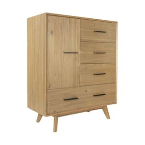 39 in. Natural Brown 4-Drawer Dresser Without Mirror