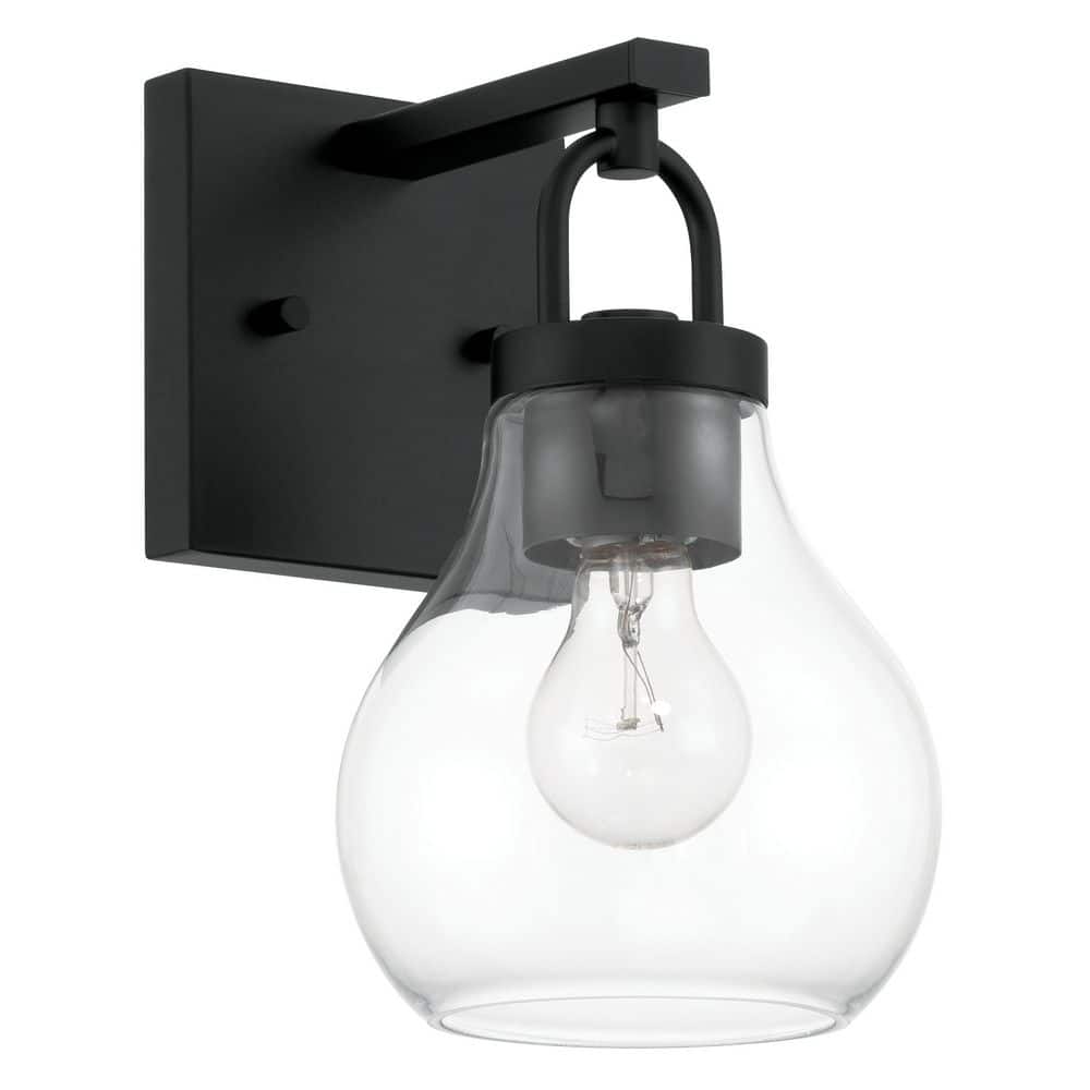 Mansfield 6-in. 1-light Matte Black Vanity Light with Clear Glass Shade price history on PriceWatchPro