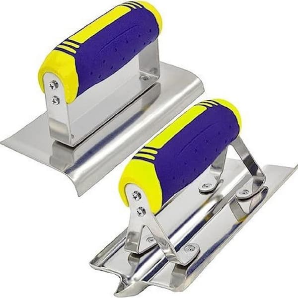 Wellco 6 in. x 3 in. Stainless Steel Finishing Trowel Cement Concrete Wall Plastering Tool, Sharp Angle and Curved Angle