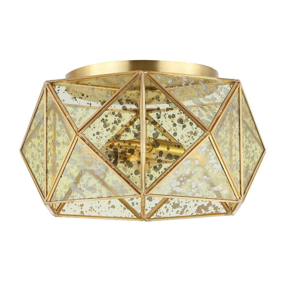 Violet 12.5" Gold Glass LED Flush Mount Light
