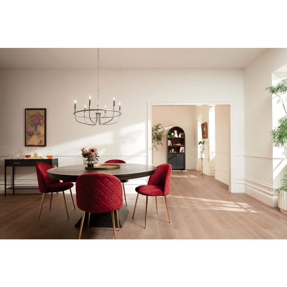 Brushed Nickel 6-Light Modern Candle Chandelier