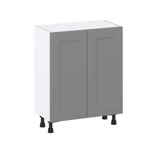 J COLLECTION Bristol Painted Slate Gray Shaker Assembled Shallow Base Kitchen Cabinet with Door (36 in. W x 34.5 in. H x 14 in. D)
