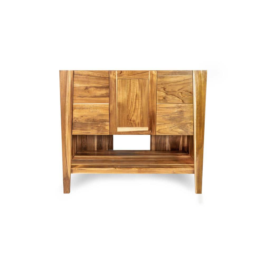 36" Earthy Teak Solid Wood Freestanding Vanity