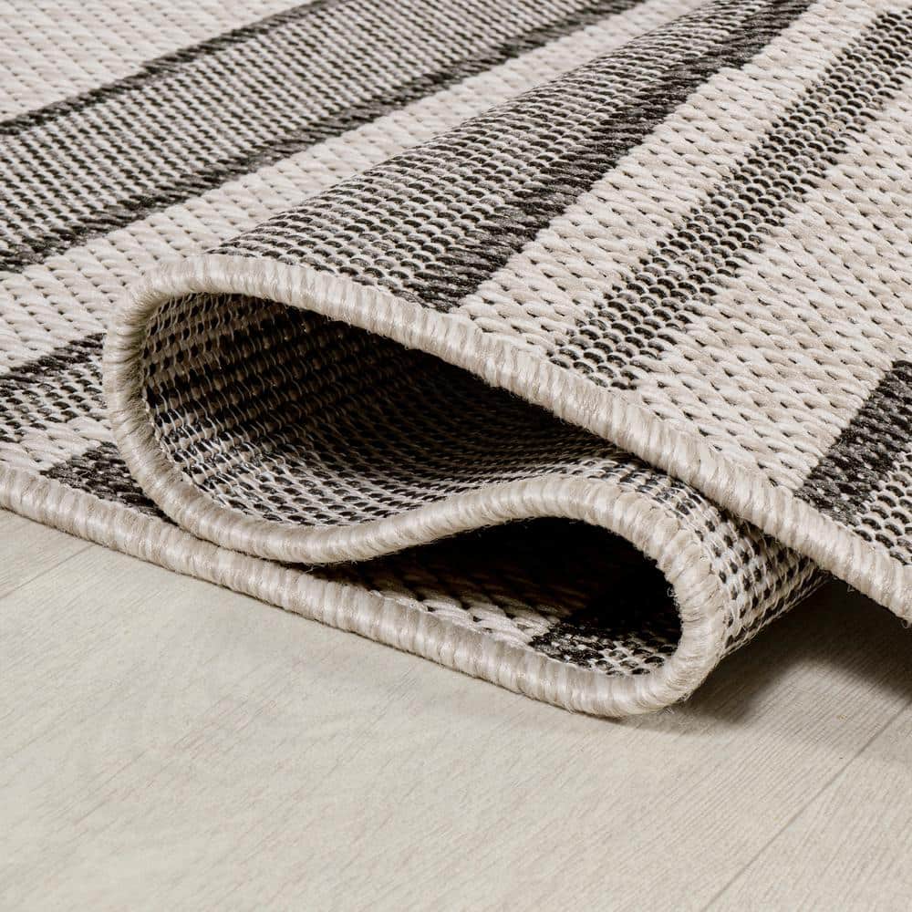 Reversible Castara Modern Stripe Gray Synthetic Area Rug