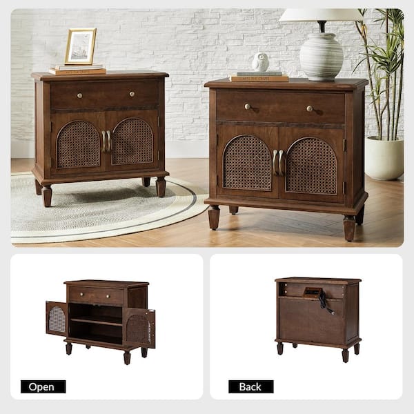 JAYDEN CREATION Gunther Walnut Traditional 27 in. Tall