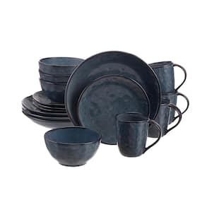 Taite 16-Piece Reactive Glaze Midnight Blue Stoneware Dinnerware Set (Service for 4)