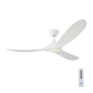 Maverick LED 60 in. Integrated LED Indoor/Outdoor Matte White Ceiling Fan with White Blades with 6-Speed Remote Control