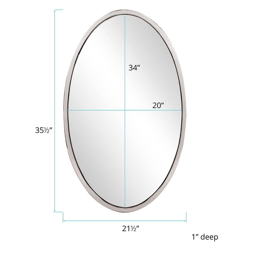 Elegant Simone 20" x 34" Oval Stainless Steel Trim Mirror