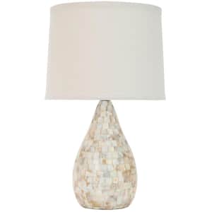 Lauralie 20.5 in. Cream Capiz Shell Table Lamp with Off-White Shade