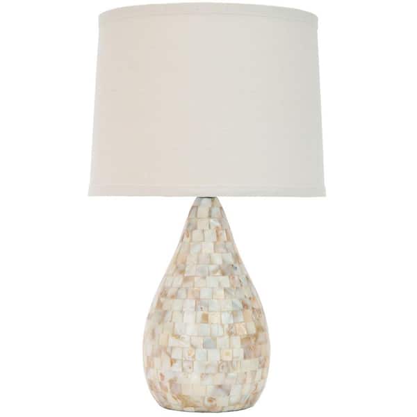 SAFAVIEH Lauralie 20.5 in. Cream Capiz Shell Table Lamp with Off-White Shade