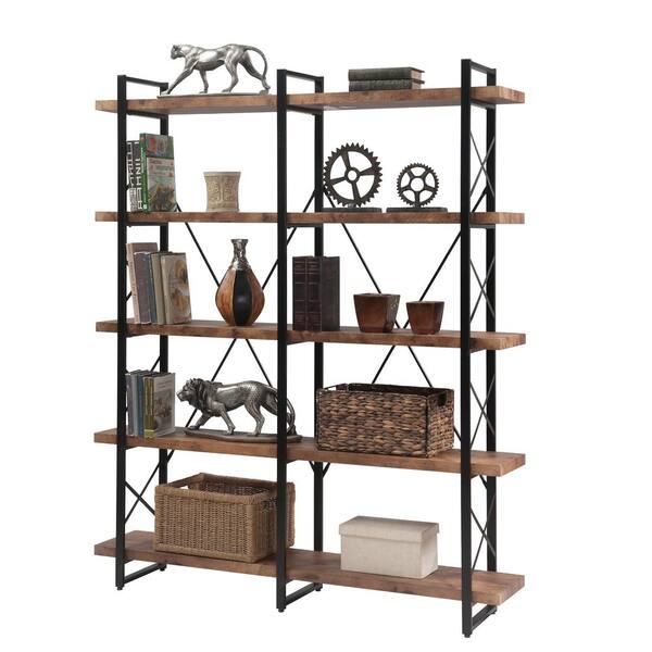 SAINT BIRCH Houston 71 in. Rustic Brown 5-Shelf Standard Bookcase  SBAS3102BKRB - The Home Depot