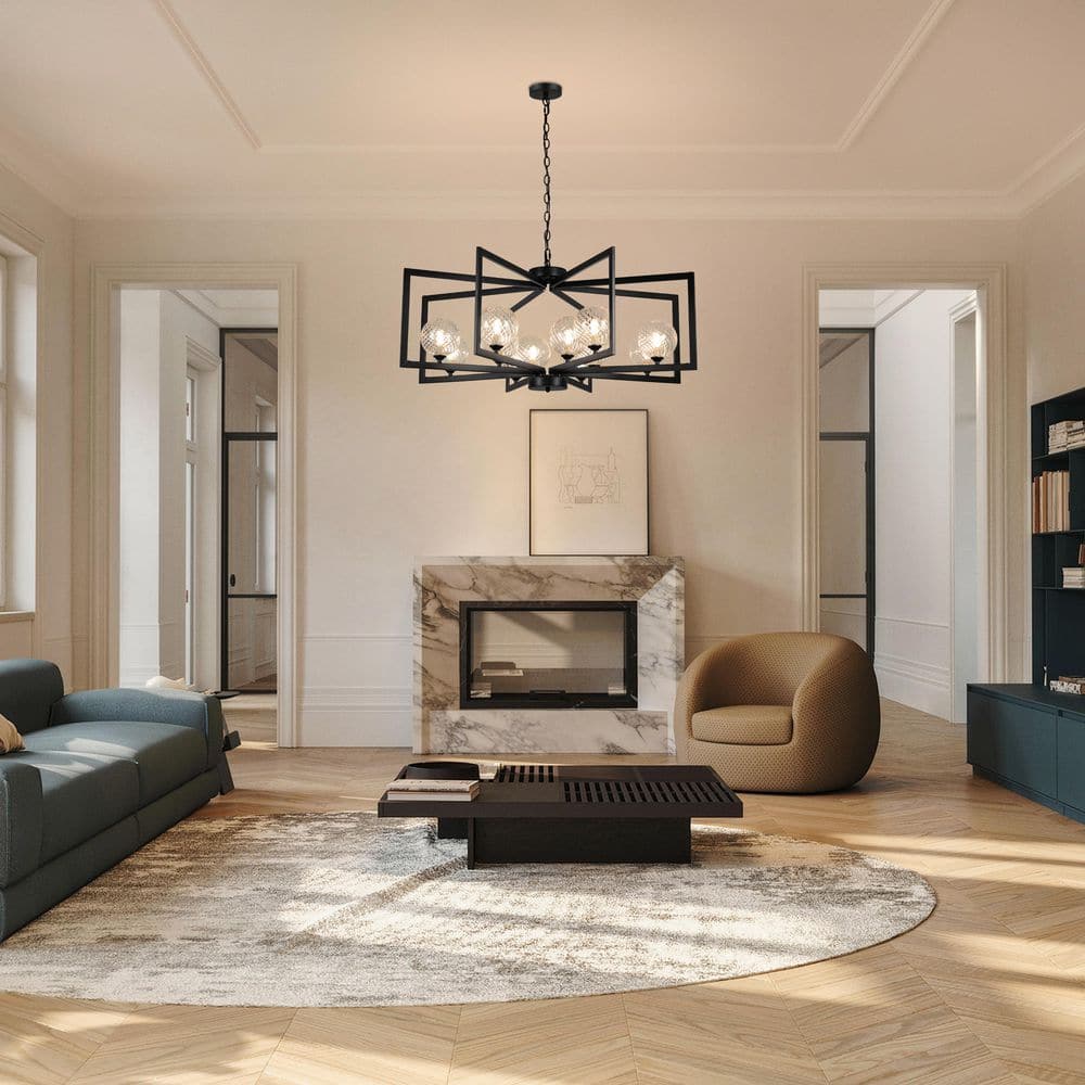 12-Light Matte Black Farmhouse Chandelier for Dining Room with No Bulbs Included price history on PriceWatchPro