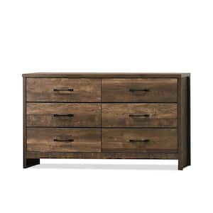 Olala 6-Drawer Light Walnut with Care Kit Dresser (33.25 in. H X 58 in. W X 15.5 in. D)